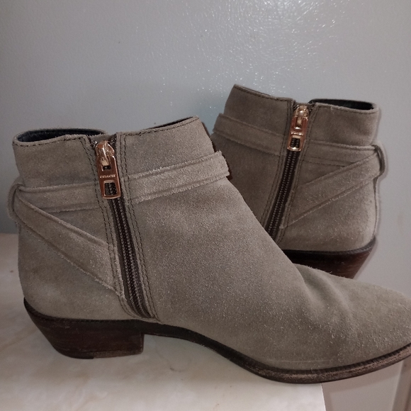 Coach Coleen Taupe Suede Women's Ankle Boots - Picture 2 of 8